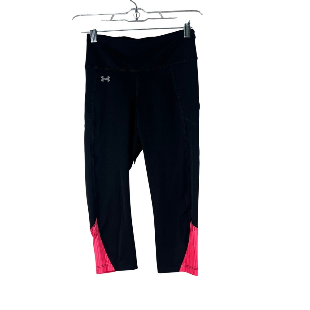 Under Armour Leggings Womens Black Pink Power In Pink Crop Small